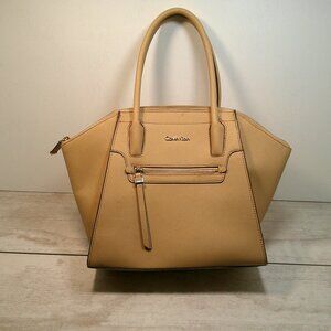 Calvin Klein Tan Minimalist Sachel Purse Tote Bag.